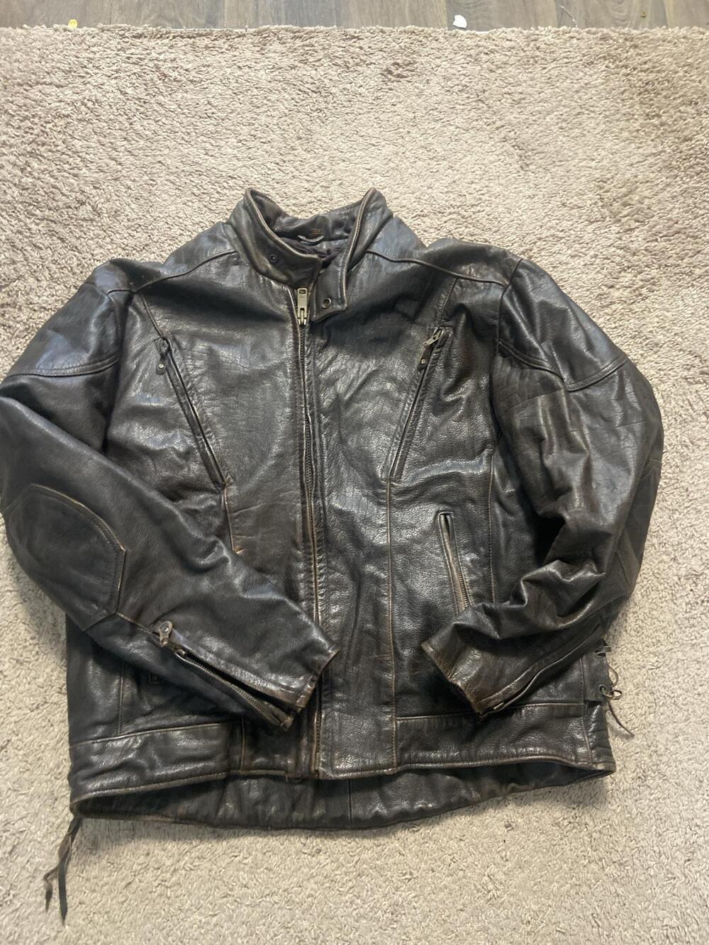 Alter Ego Cycle Jacket Mens 48 Black Leather Motorcycle Padded Zip Pockets